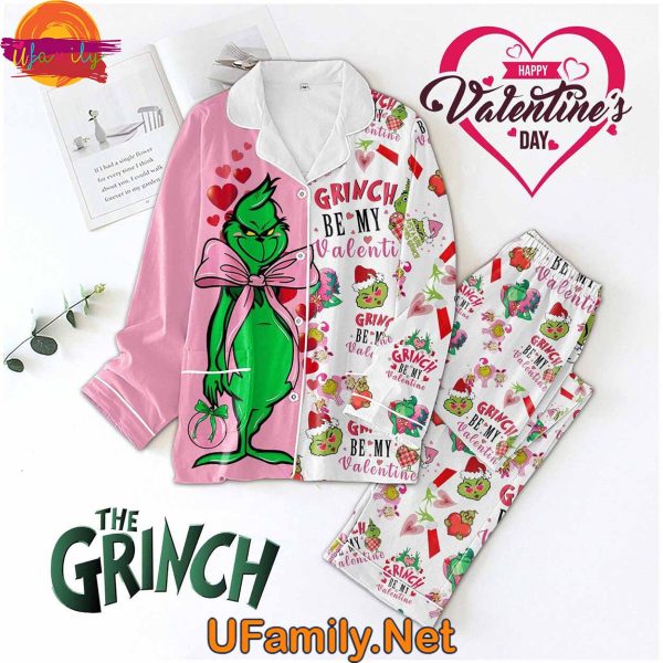 Happy Valentine’s Day 2025 The Grinch Pajama Set