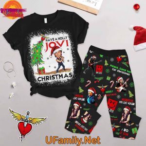 Have A Holy Christmas Bon Jovi T Shirt Pajama Set 1