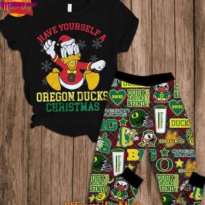 Have Yourself A Oregon Ducks Christmas T Shirt Pajama Set