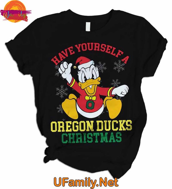 Have Yourself A Oregon Ducks Christmas T Shirt Pajama Set