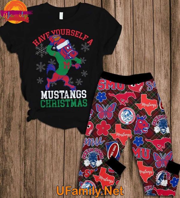 Have Yourself A SMU Mustangs Christmas T Shirt Pajama Set