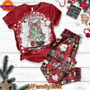 Have a Glory Christmas With Georgia Bulldogs T Shirt Pajama Set 1