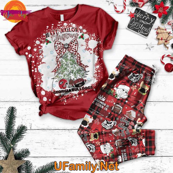 Have a Glory Christmas With Georgia Bulldogs T Shirt Pajama Set