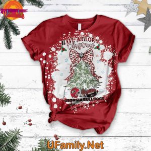 Have a Glory Christmas With Georgia Bulldogs T Shirt Pajama Set 2