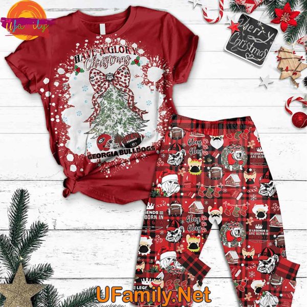 Have a Glory Christmas With Georgia Bulldogs T Shirt Pajama Set