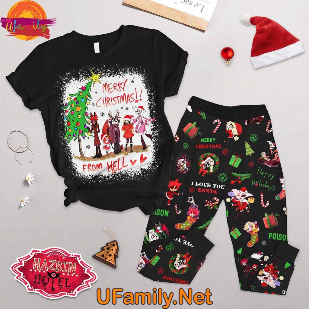 Hazbin Hotel Merry Christmas T-Shirt Pajama Set