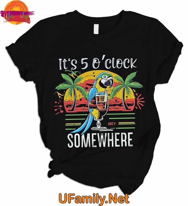 It’s 5 o’clock somewhere Tropical Parrot T Shirt Pajama Set