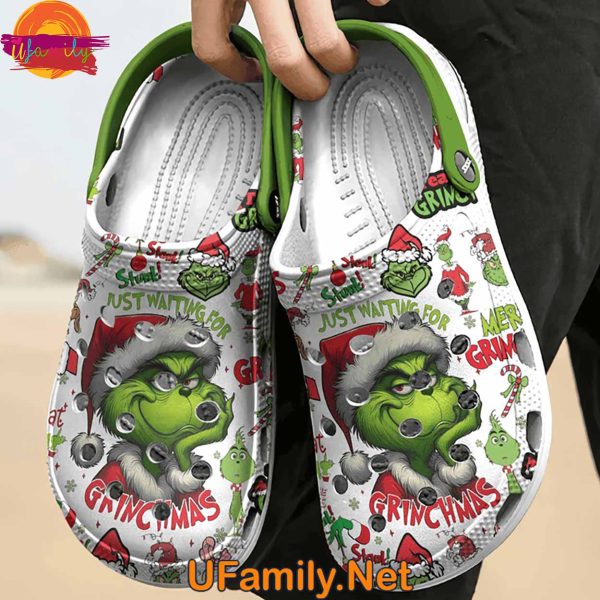 Just Waiting For Grinchmas Christmas Custom Crocs Clogs