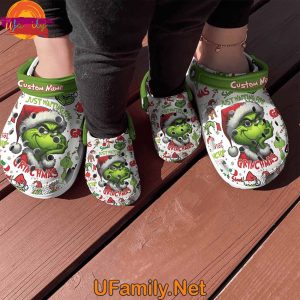 Just Waiting For Grinchmas Christmas Custom Crocs Clogs 4