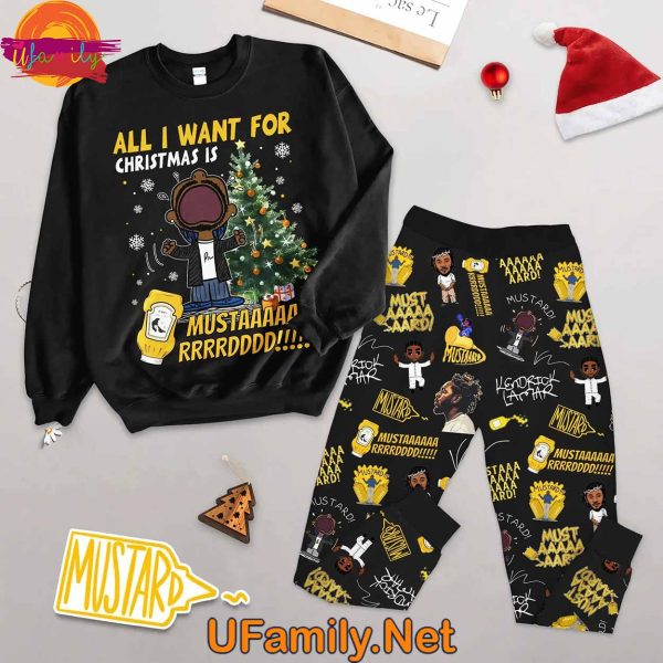 Kendrick Lamar All Want For Christmas Is Mustard long Sleeve Pajama Set