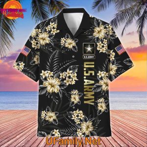 Large Flowers US ARMY Hawaiian Shirt