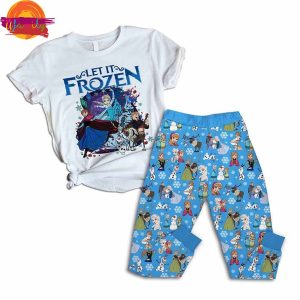 Let It Frozen T Shirt White Pajama Set 1