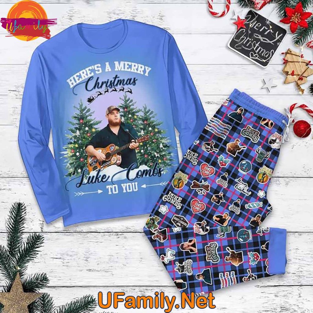 Luke Combs Long Sleeve Pajama Set - Here's A Merry Christmas To You