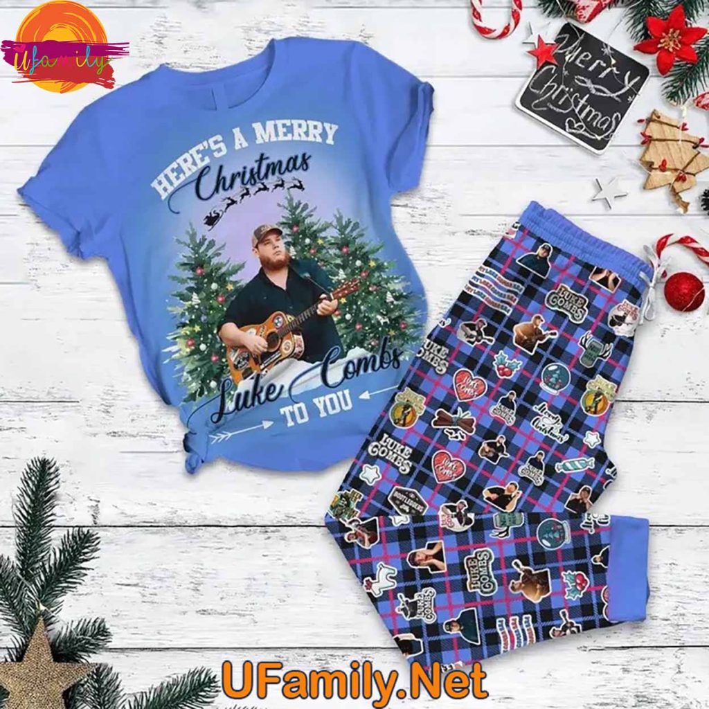 Luke Combs T Shirt Pajama - Here's A Merry Christmas To You