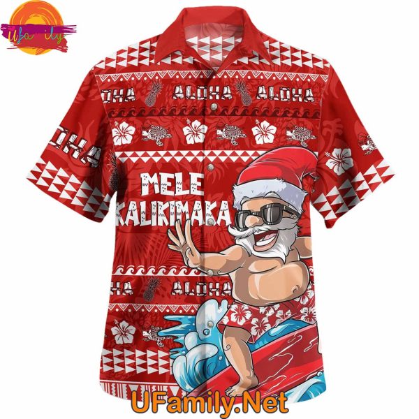 Mele Kalikimaka Santa Surfing Hawaiian Shirt