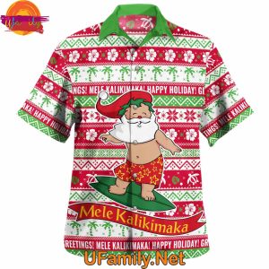 Mele Kalikimaka Santa Surfing Twitter Christmas Hawaiian Shirt