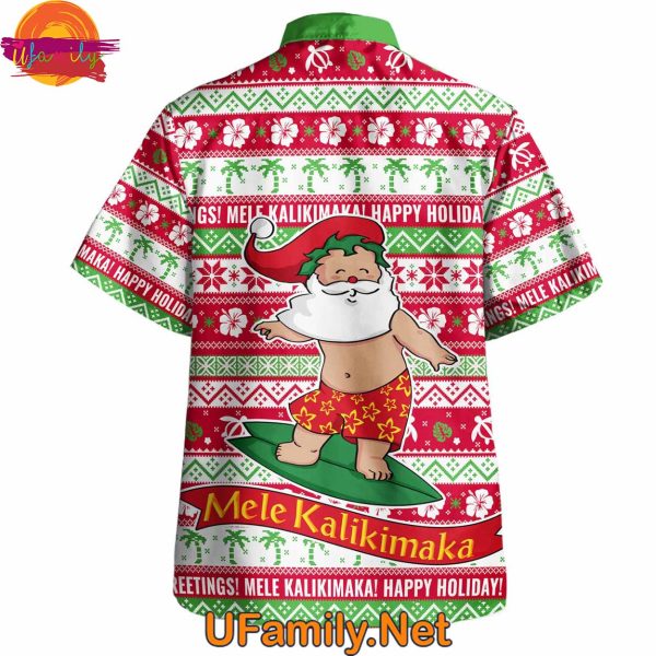 Mele Kalikimaka Santa Surfing Twitter Christmas Hawaiian Shirt