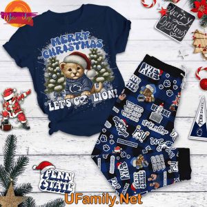 Merry Christmas Penn State Nittany Lions T Shirt Pajama 1