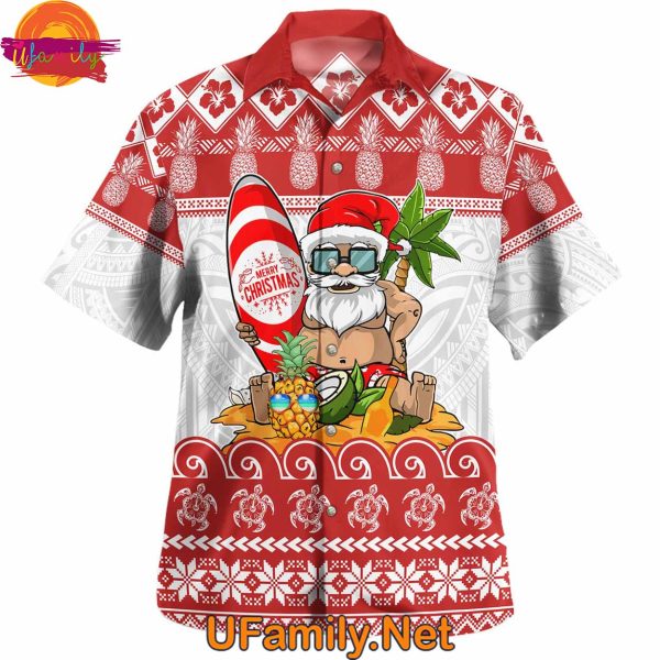 Merry Christmas Santa Claus Surfing Hawaiian Shirt