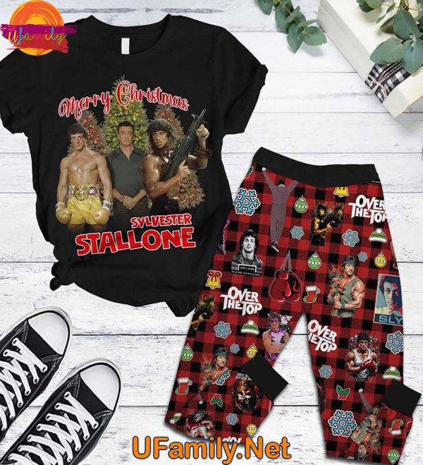 Merry Christmas Sylvester Stallone T Shirt Pajamas Set