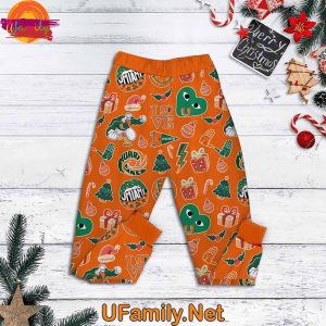 Miami Hurricanes Merry Christmas T Shirt Pajama 3