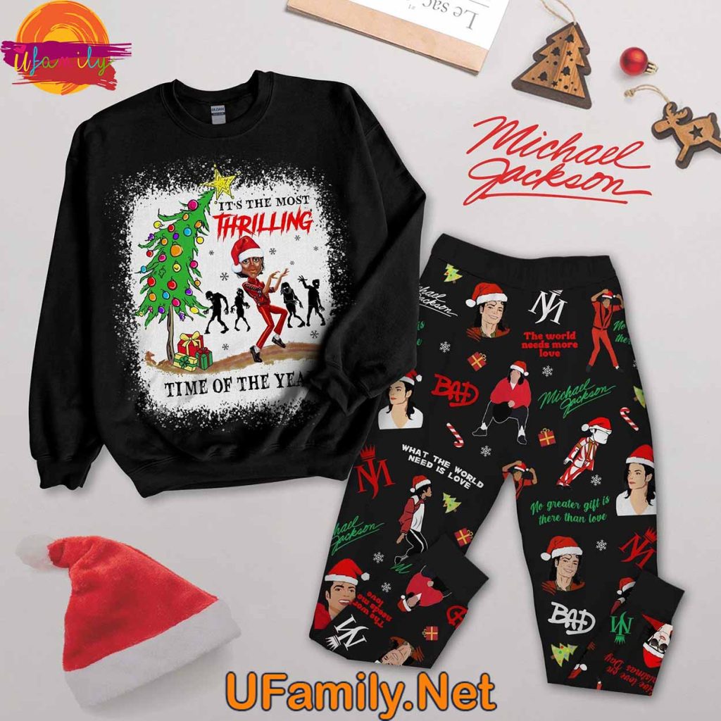 Michael Jackson It's The Most Thrilling Time Christmas 2024 Long Sleeve Pajamas Set