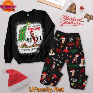 Michael Jackson Its The Most Thrilling Time CHristmas 2024 Long Sleeve Pajamas Set 1