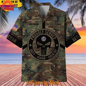 Personalized Camo Soldiers Multiservice US Veteran Hawaii Shirt