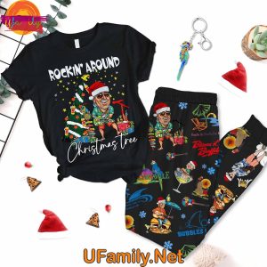 Rockin’ Around the Christmas Tree Jimmy Buffett T Shirt Pajamas Set