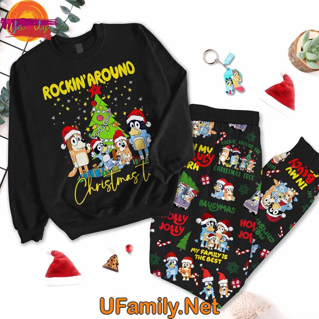 Rockin' Around The Christmas Tree Bluey Long Sleeve Pajama