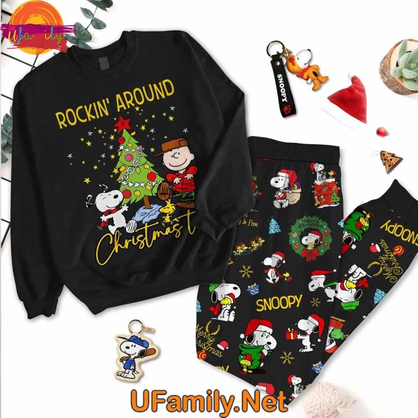 Rockin Around The Christmas Tree Snoopy Long Sleeve Pajama