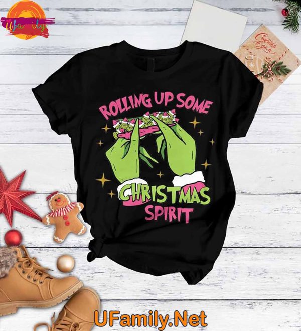 Rolling Up Some Christmas Spirit Grinch T Shirt Pajama Set