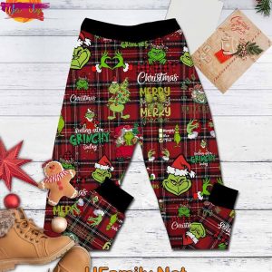 Rolling Up Some Christmas Spirit Grinch T Shirt Pajama Set 3