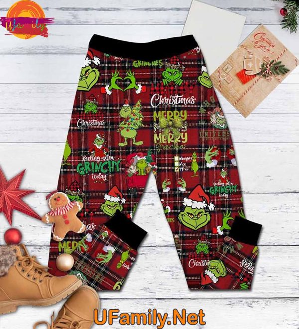 Rolling Up Some Christmas Spirit Grinch T Shirt Pajama Set