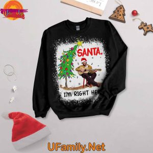 Santa Im Right Here Toby Keith Long Sleeve Pajama Set 2