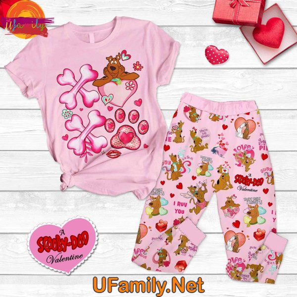 Scooby-Doo Valentine Day 2025 Pink T Shirt Pajama Set