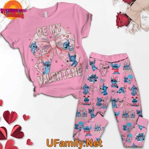 Stitch Be My Valentine T Shirt Pajama Set 5