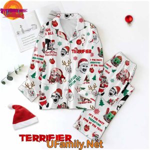 Terrifier Sleigh Them All Christmas 2024 White Pajama Set For Family