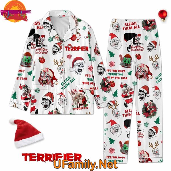 Terrifier Sleigh Them All Christmas 2024 White Pajama Set For Family