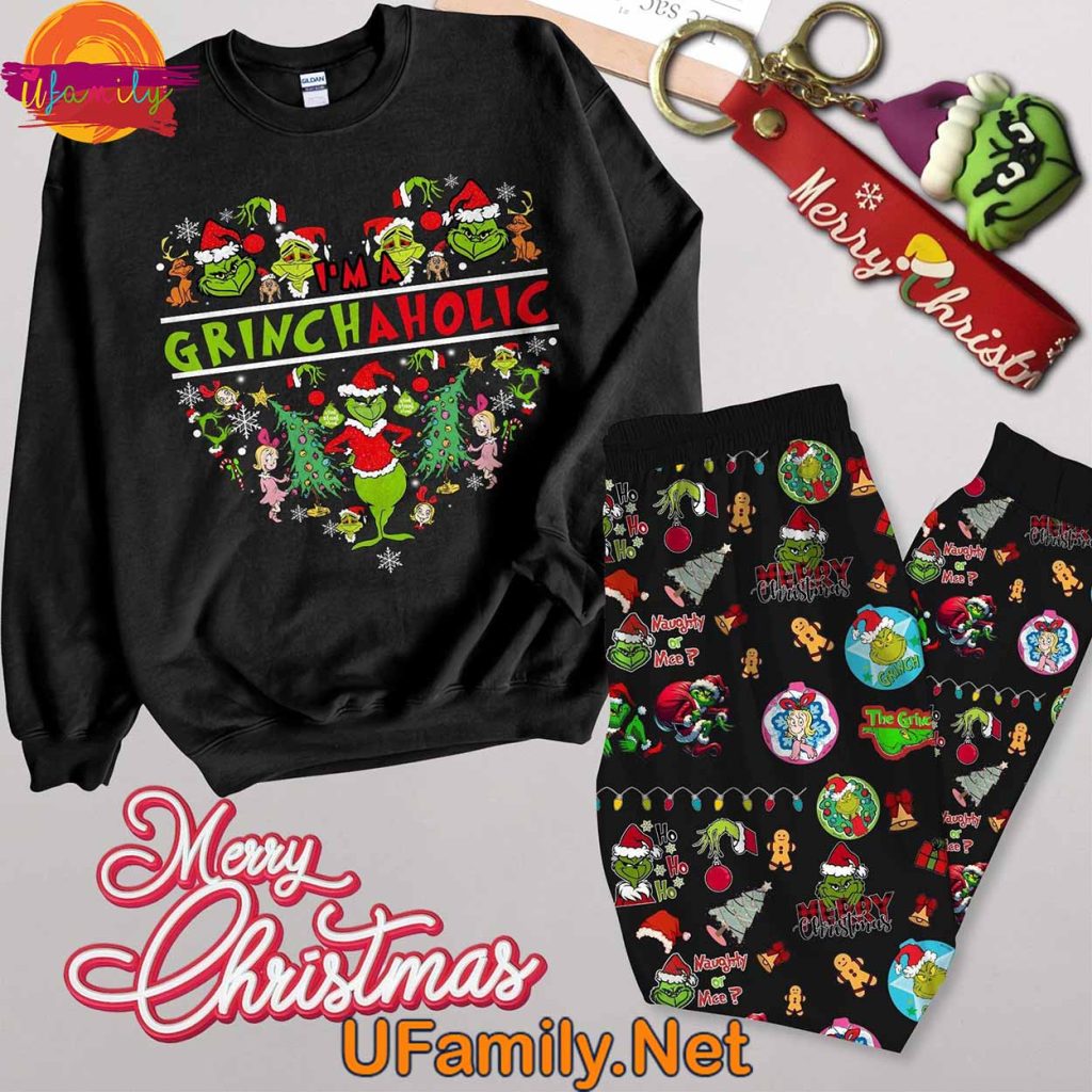 The Grinch I'm A Grinch Aholic Christmas Long Sleeve Pajama Set