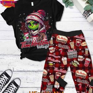 Tim Hortons Girl Grinch T Shirt Pajamas Set