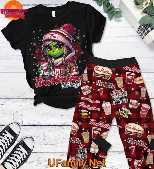 Tim Hortons Girl Grinch T Shirt Pajamas Set