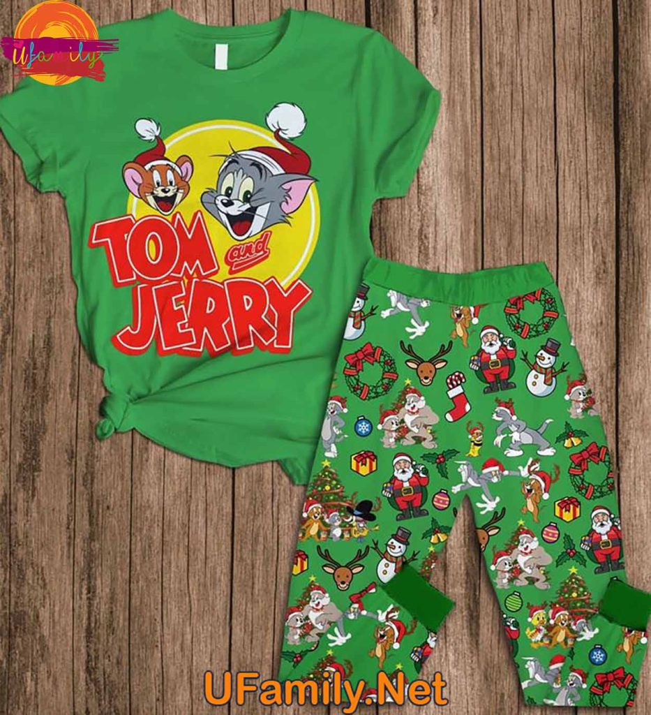 Tom And Jerry Christmas T Shirt Pajama Set