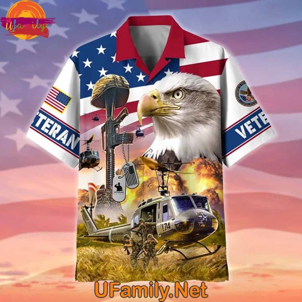 US Veteran Bald Eagle Mens Hawaiian Shirts