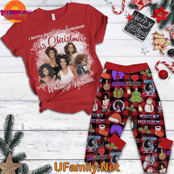 Whitney Houston Christmas I Wanna Dance With Somebody T Shirt Pajama Set