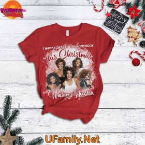 Whitney Houston Christmas I Wanna Dance With Somebody T Shirt Pajama Set